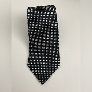 Bruno Piattelli 100% Pure Silk Handmade Tie – Black & White Geometric Pattern
